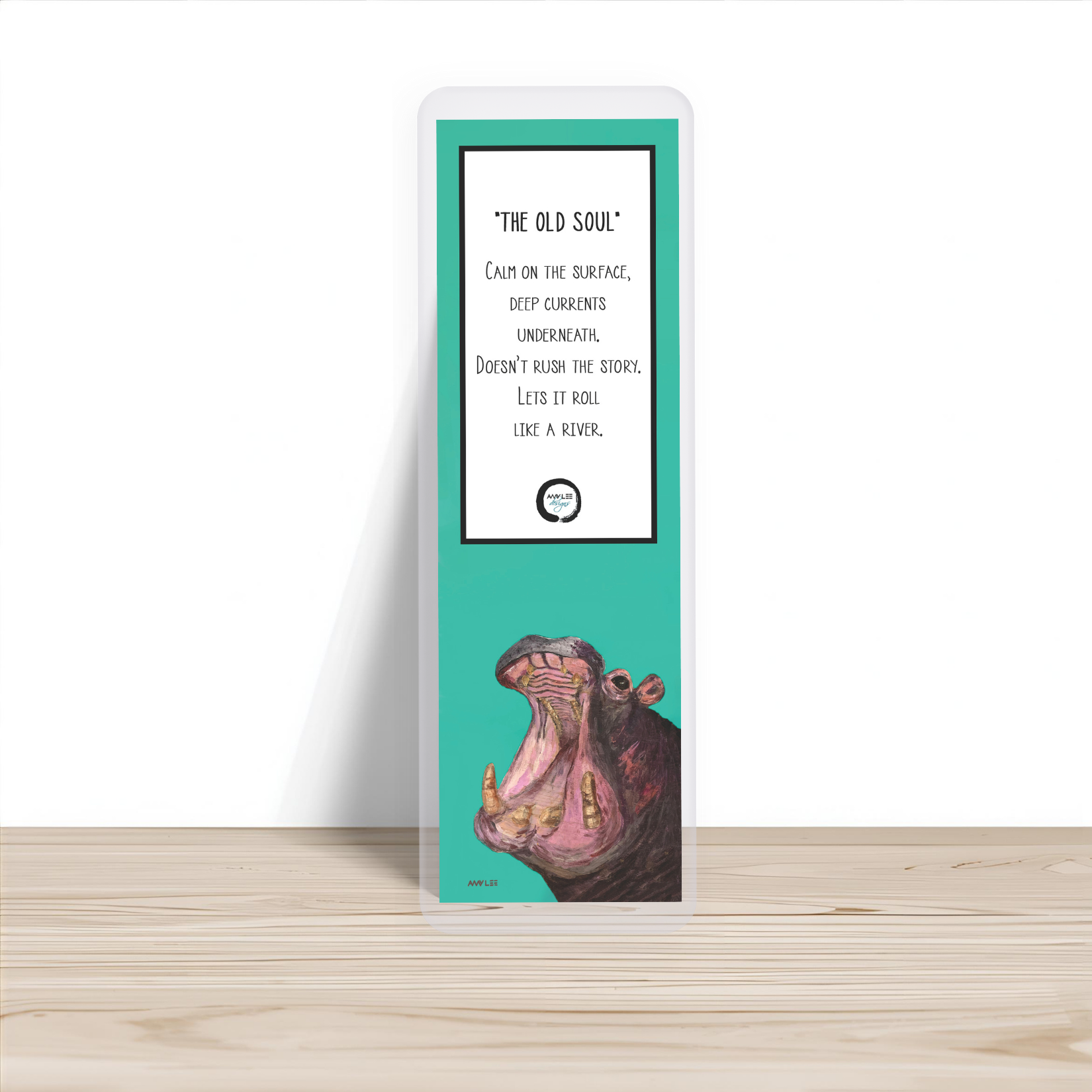 The Old Soul | Hippo Bookmark | Colorful Animal Art by Amy Lee Designs