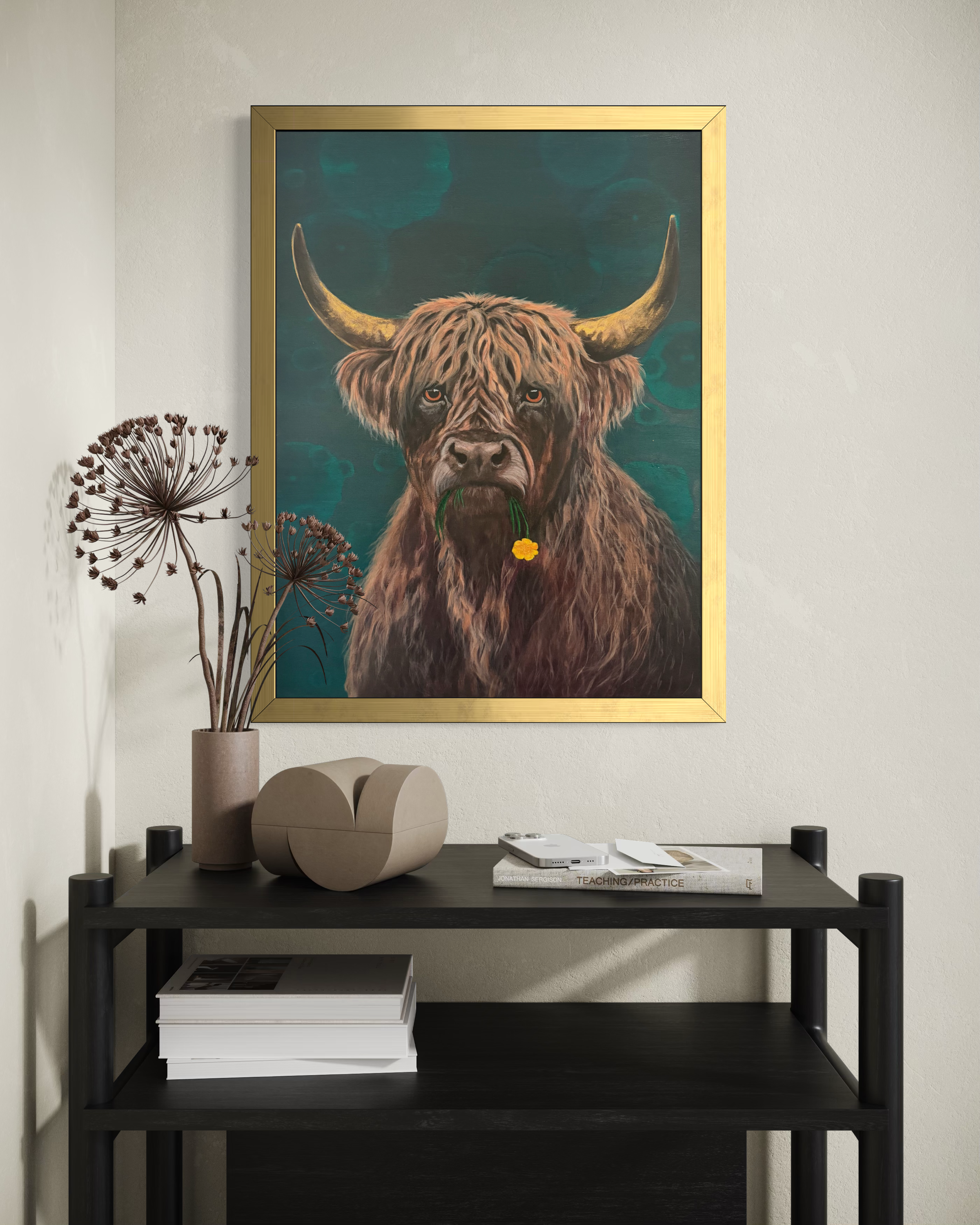 grounded modern artwork with soft tones and texture for entryways