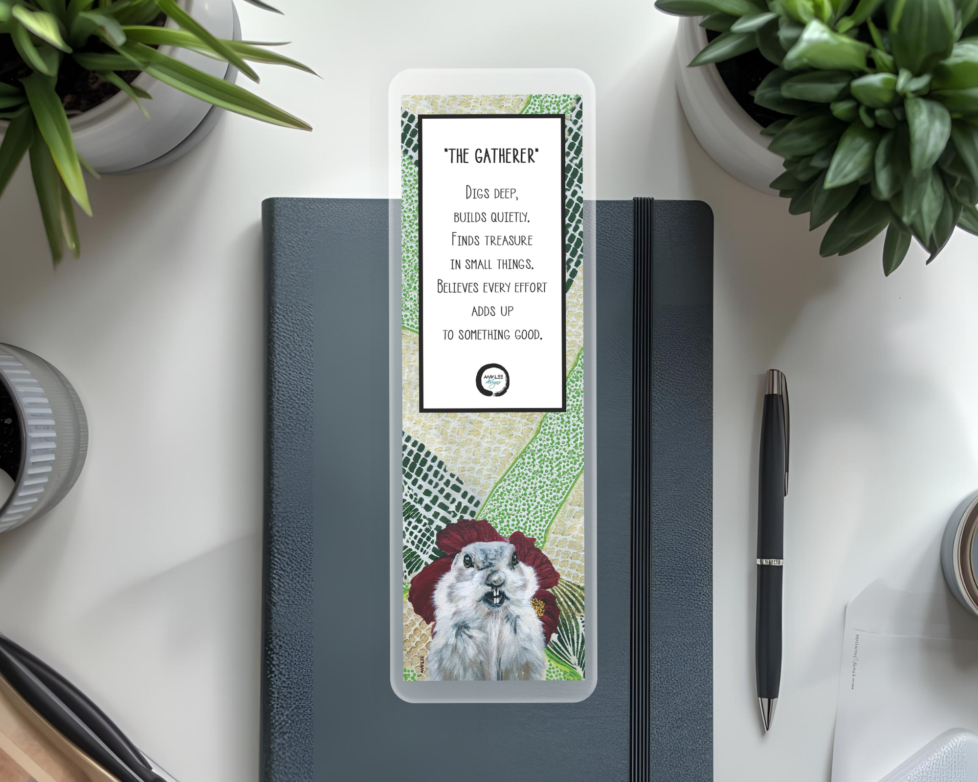 Gopher_Dreamer_Bookmark  on dark gray journal Mockup.png