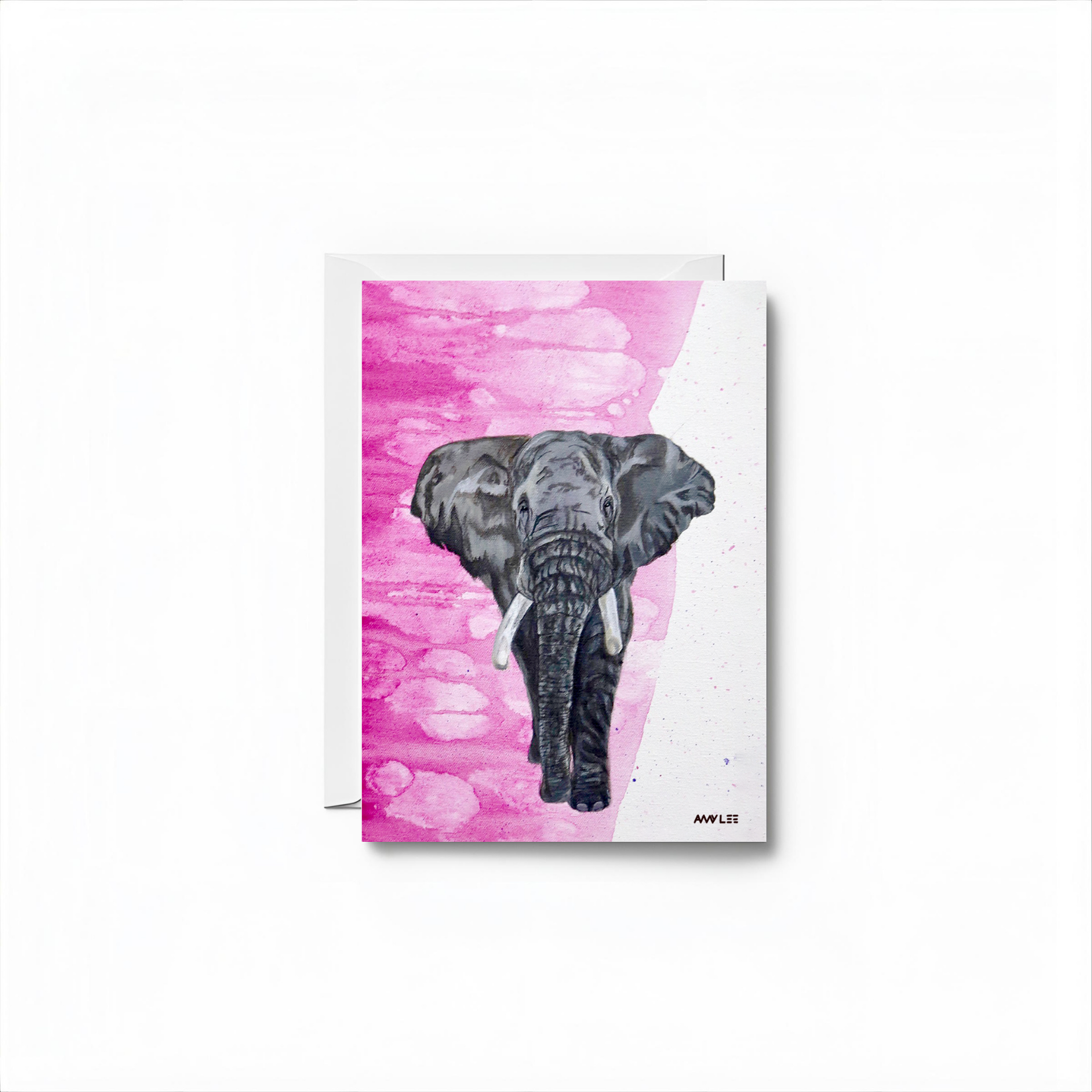 Elephant Art Blank Notecard - Colorful Animal Design by Amy Lee Designs