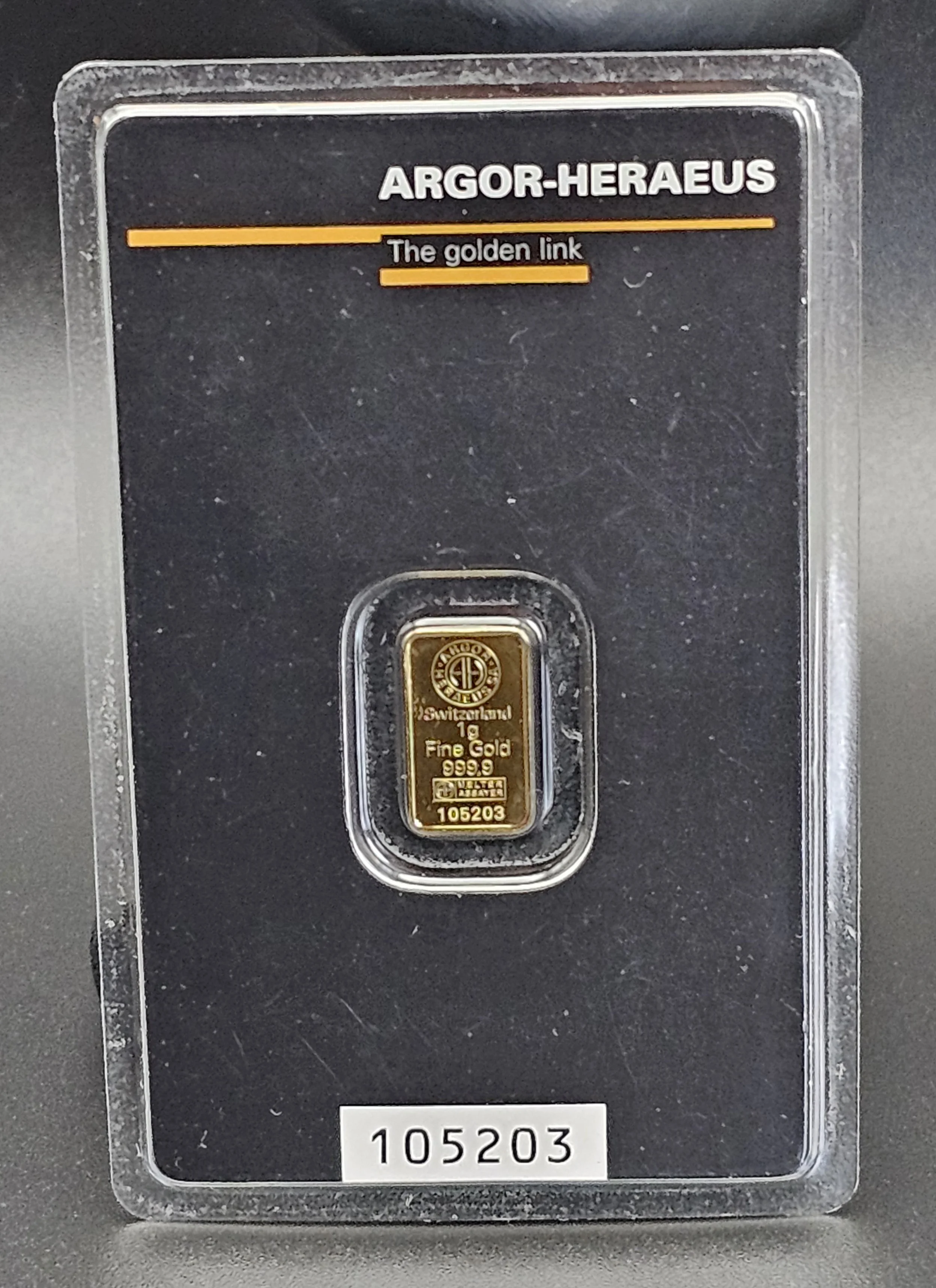 1g Argor-Heraeus Gold Bar- 24K (99.9 Fine Gold)