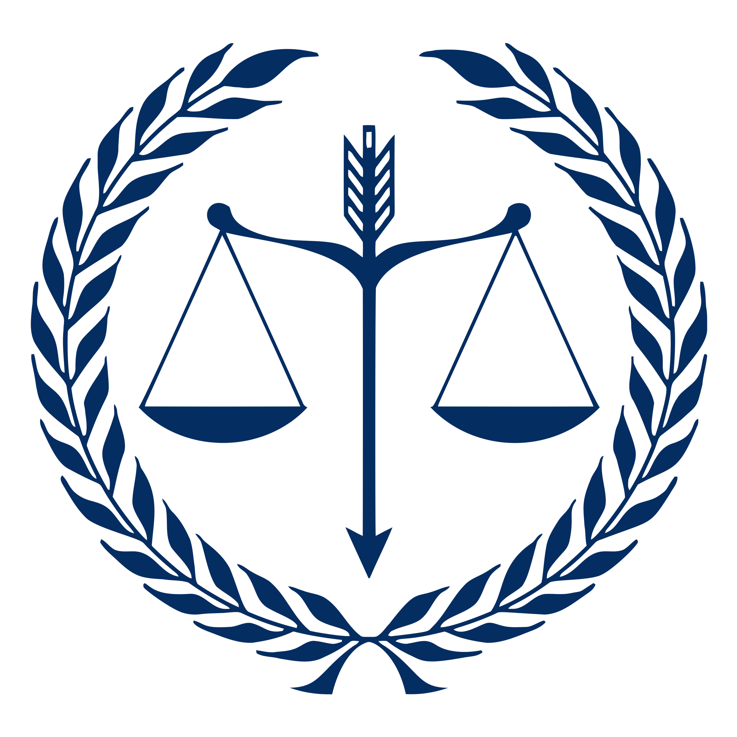 A logo featuring a balanced scale within a circular laurel wreath, with an arrow pointing downward at the center. Mediation services offered online and in-person in Houston.
