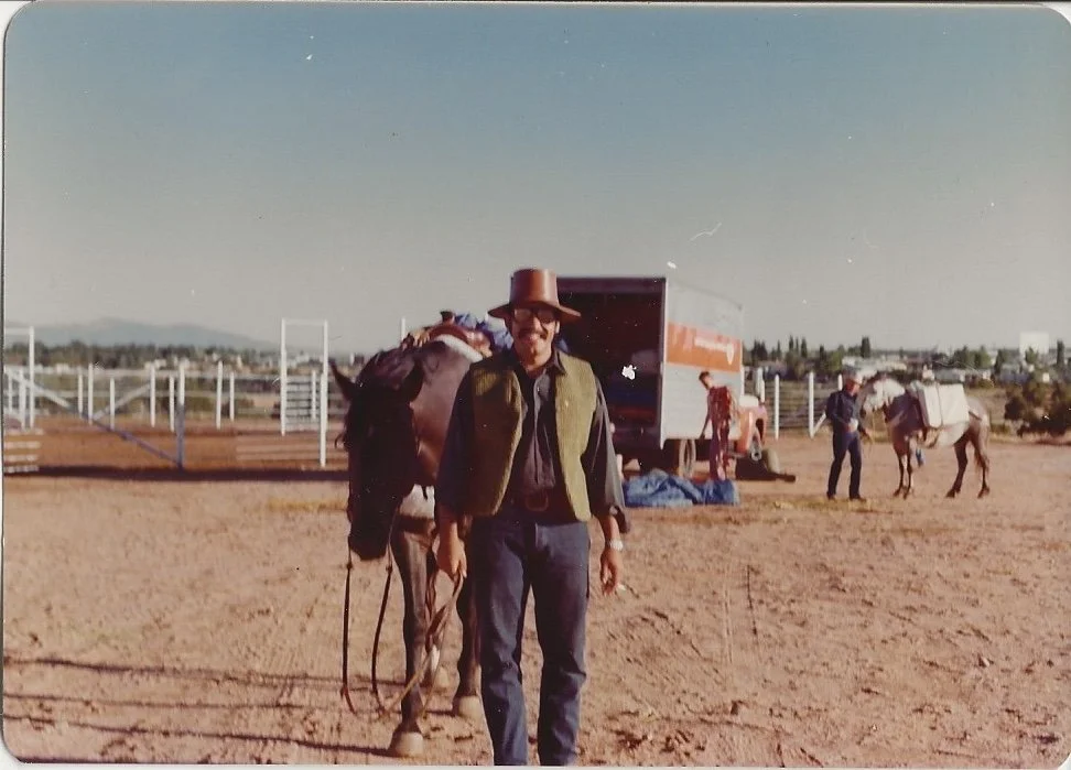 My dad, Bill (aka Jefe) Daley, preparing for the ride outside Santa Fe.