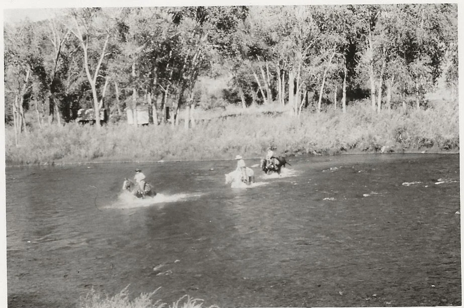 Crossing the Animas River, near Abiquiu, NM. August 1, 1976.