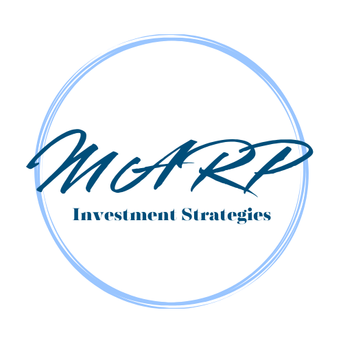 Logo for MARP Investment Strategies, featuring a blue circular outline, with the initials 'MARP' in stylized script and 'Investment Strategies' written below.