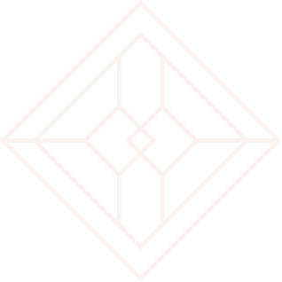 A geometric black and white pattern with overlapping diamond shapes and lines creating a symmetrical design.