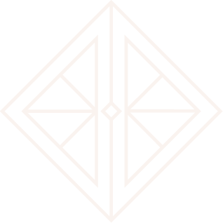 A black and white geometric pattern with interconnected lines forming diamonds and triangles.