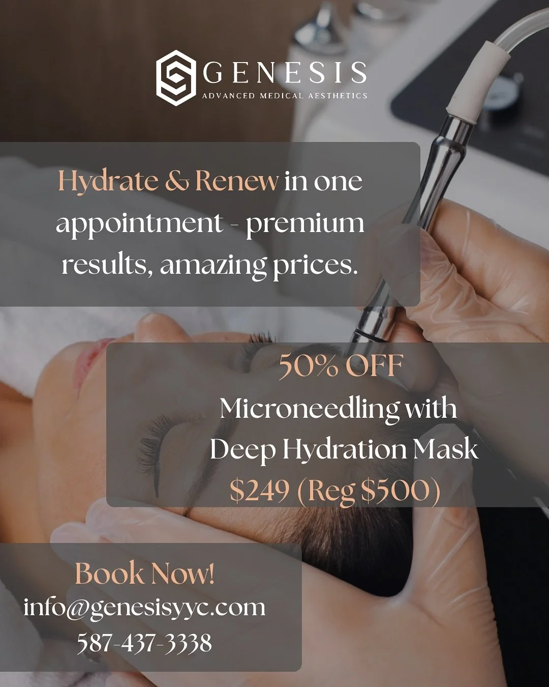 ☀️Hydrate and Renew☀️

Premium results, amazing prices!

⭐️50% off Microneedling with our NEW deep hydration mask #savings 

Book now!💫
Call l Email l Text

#savings #hydration #facial #microdermabraison #yyc #calgaryskinclinic