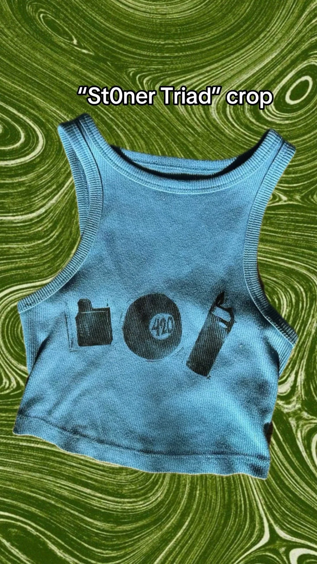 Stoner Triad Blue Halter Crop Top