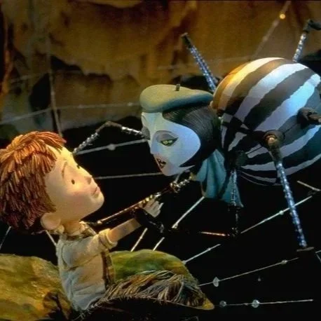 James and Miss Spider, a scene from the movie that would take place inside our Giant Peach.