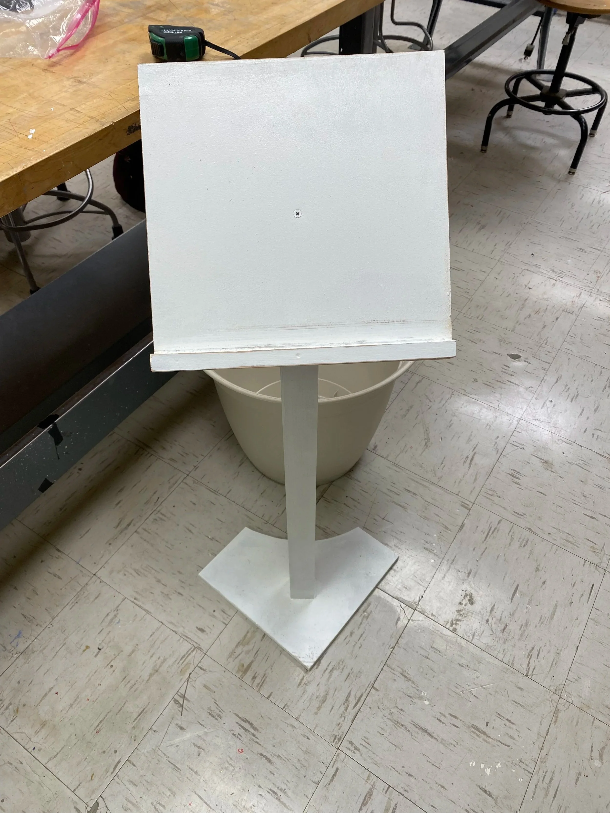 Custom pedestal to display an informational booklet