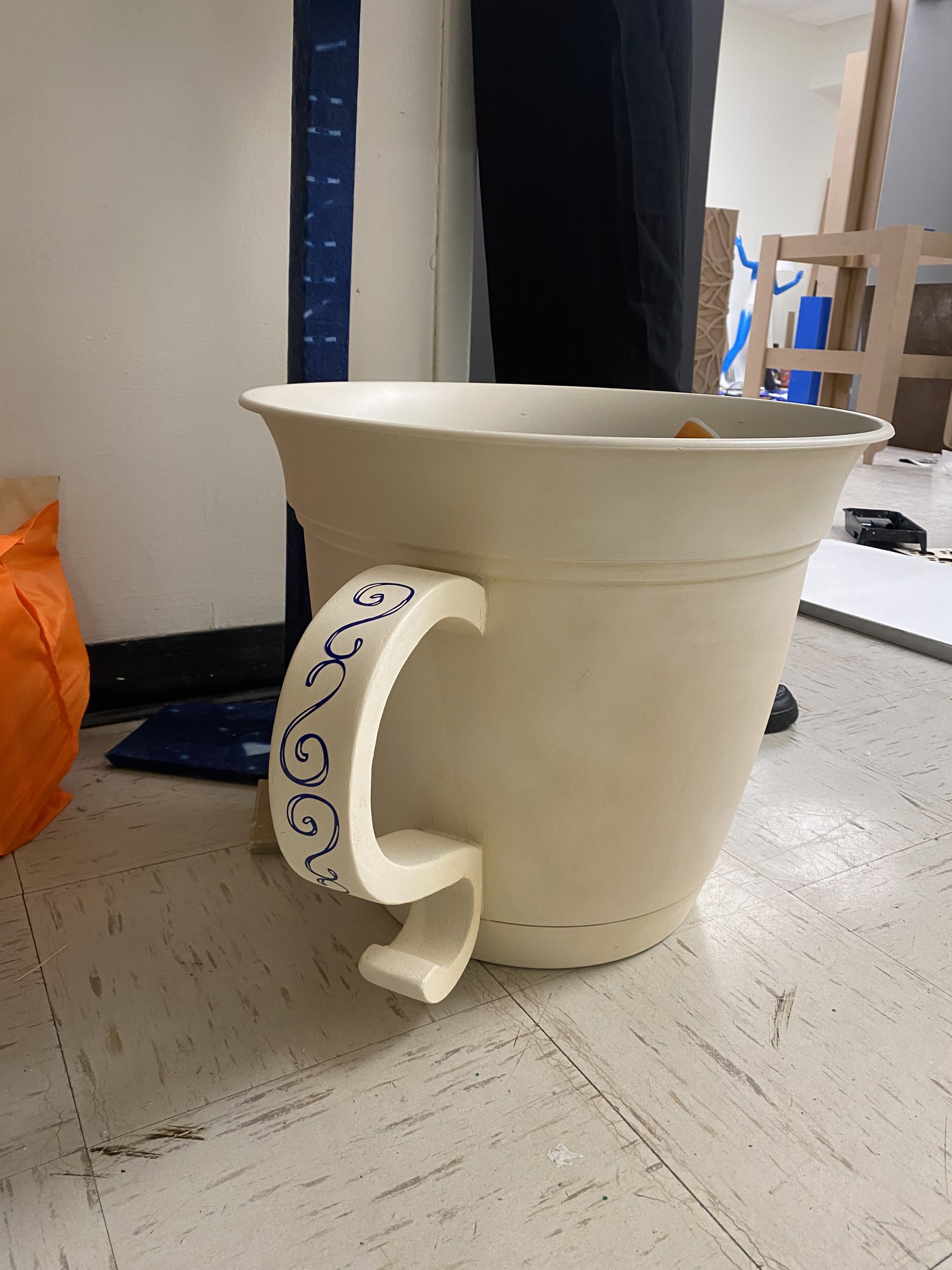 Drew out a design for the tea cup that was then vinyl cut