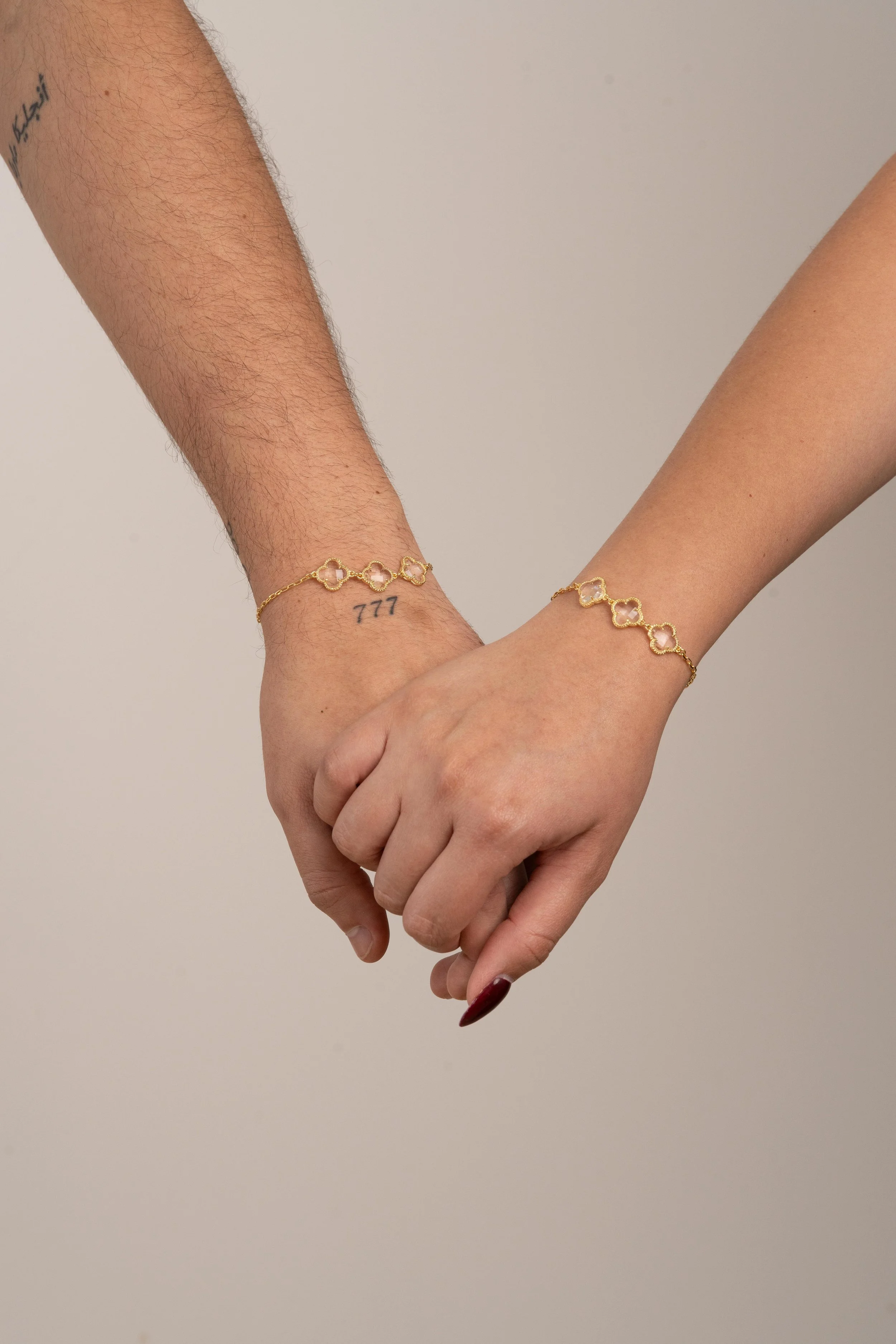 Pulseras Vc Cristal en Oro Laminado 18k Para Pareja