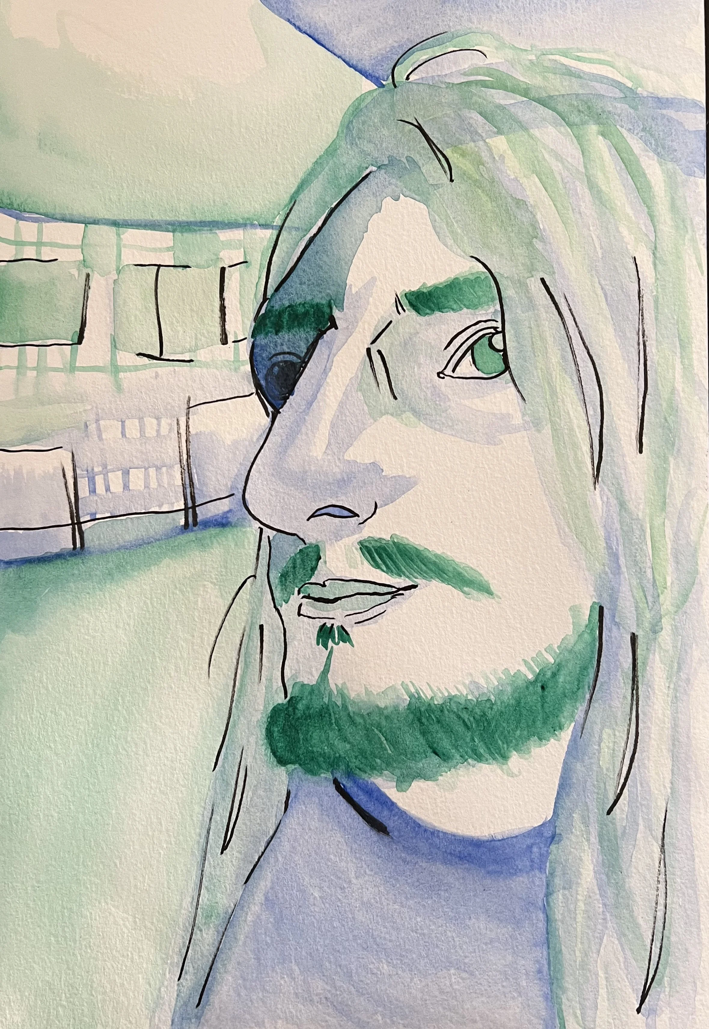 Dan from Salesmen After Hours (Watercolor and Ink)