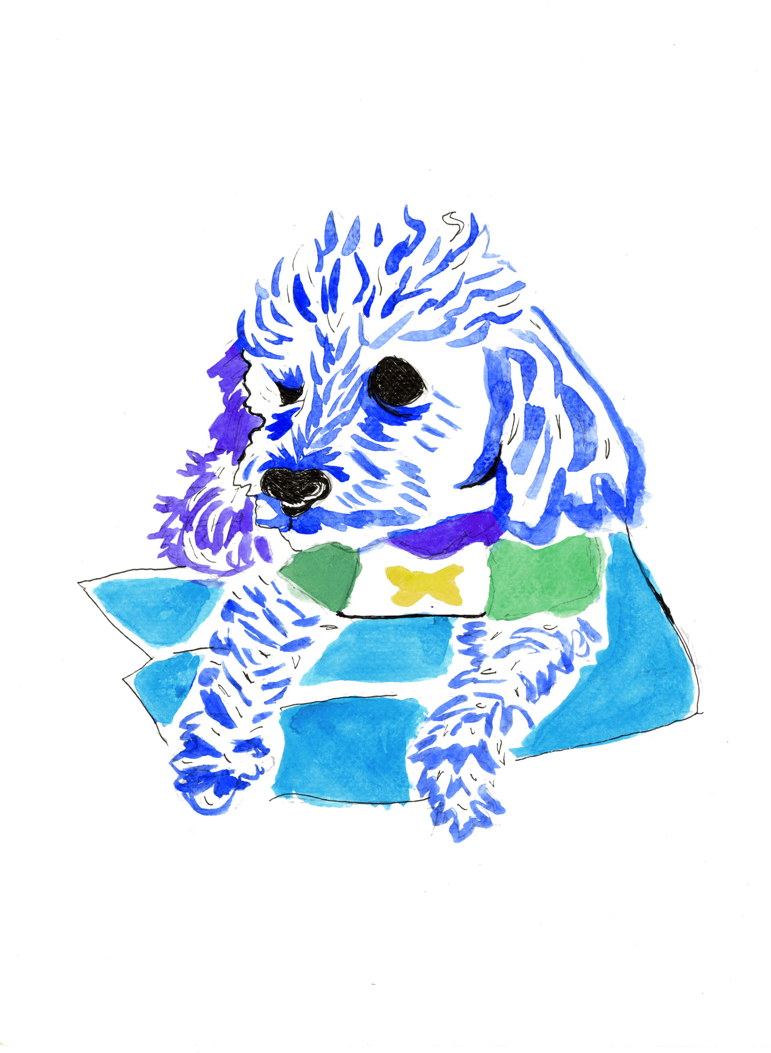 Portrait of Chip, my dog (Watercolor)