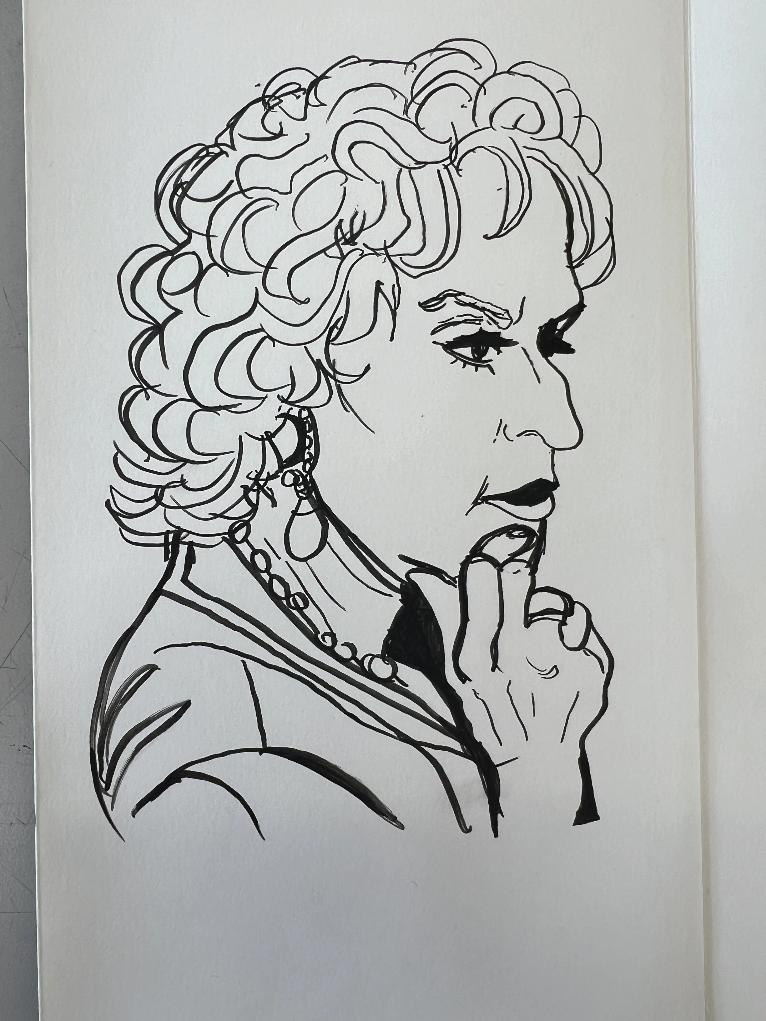 Bea Arthur Portrait Sketch (Ink)