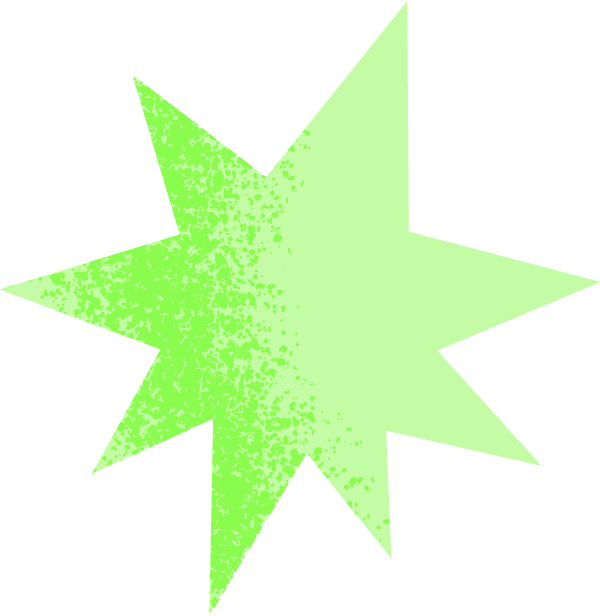 Estrella de color verde con un efecto de dispersión en el centro sobre fondo negro.