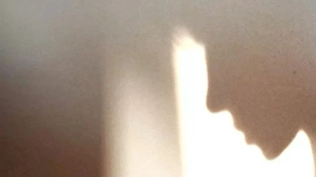 Silhouette of a person's profile, backlit with a blurred background.