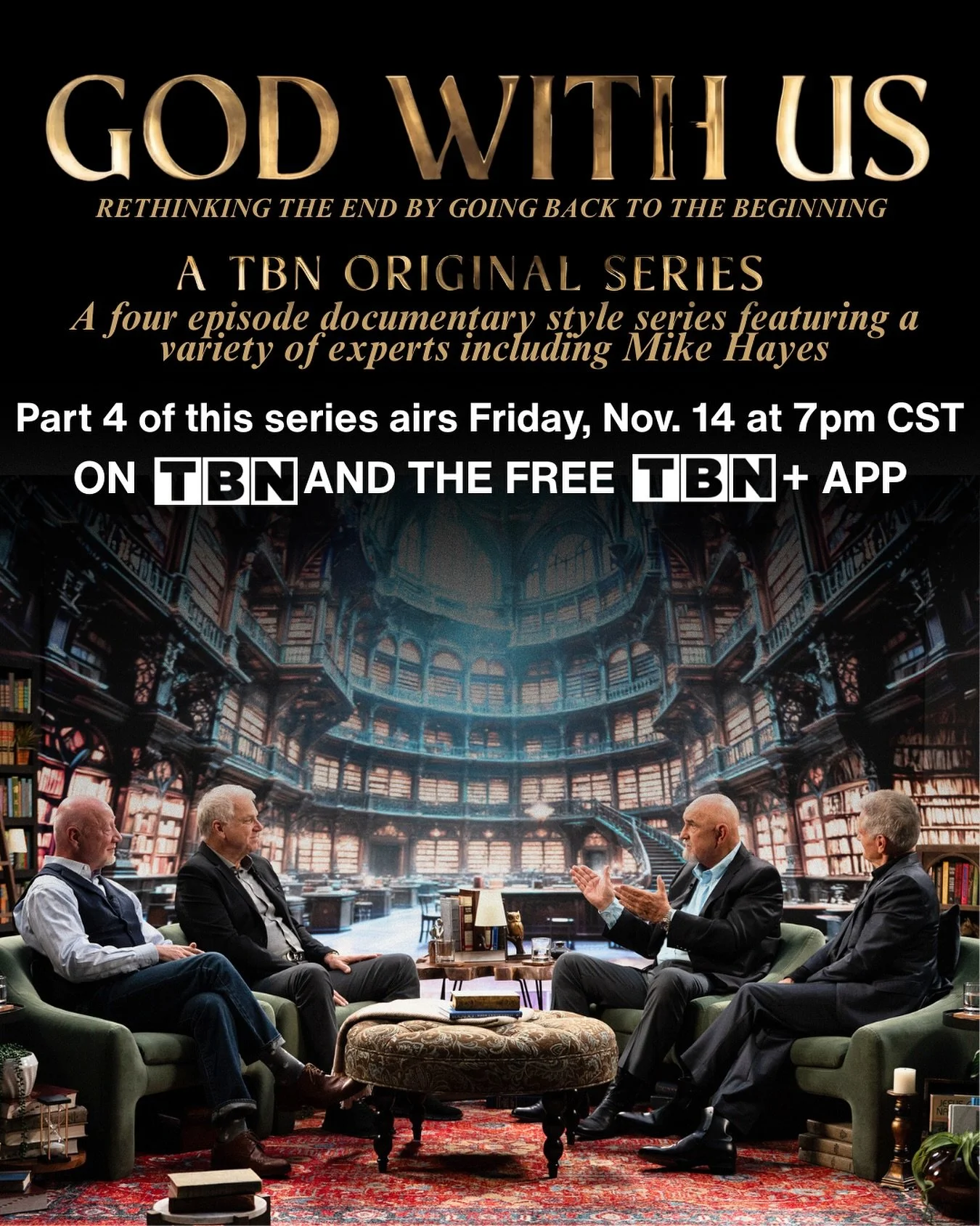 Tonight is the final episode of God With Us on TBN. I have been honored to join Matt Crouch and several strong voices each week as we walk through Biblical Eschatology and why it matters for our lives today.
Tune in at 7pm CST on TBN or download the 