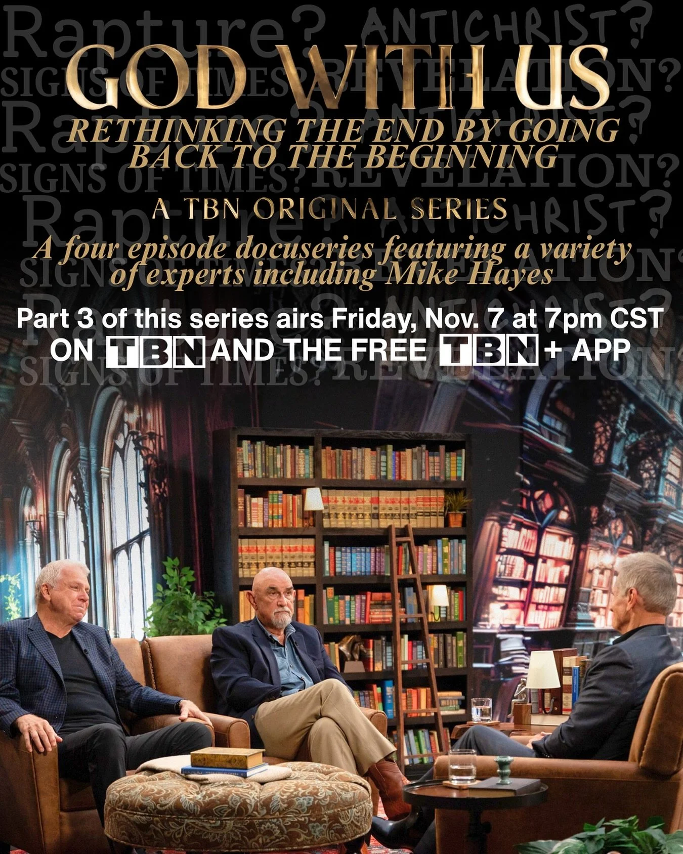 Tonight at 7 pm CST. Part 3 of God With Us airs on TBN and the free TBN Plus app. I will be part of the conversation. Join me tonight.
#godwithus #tbn #tbnplus