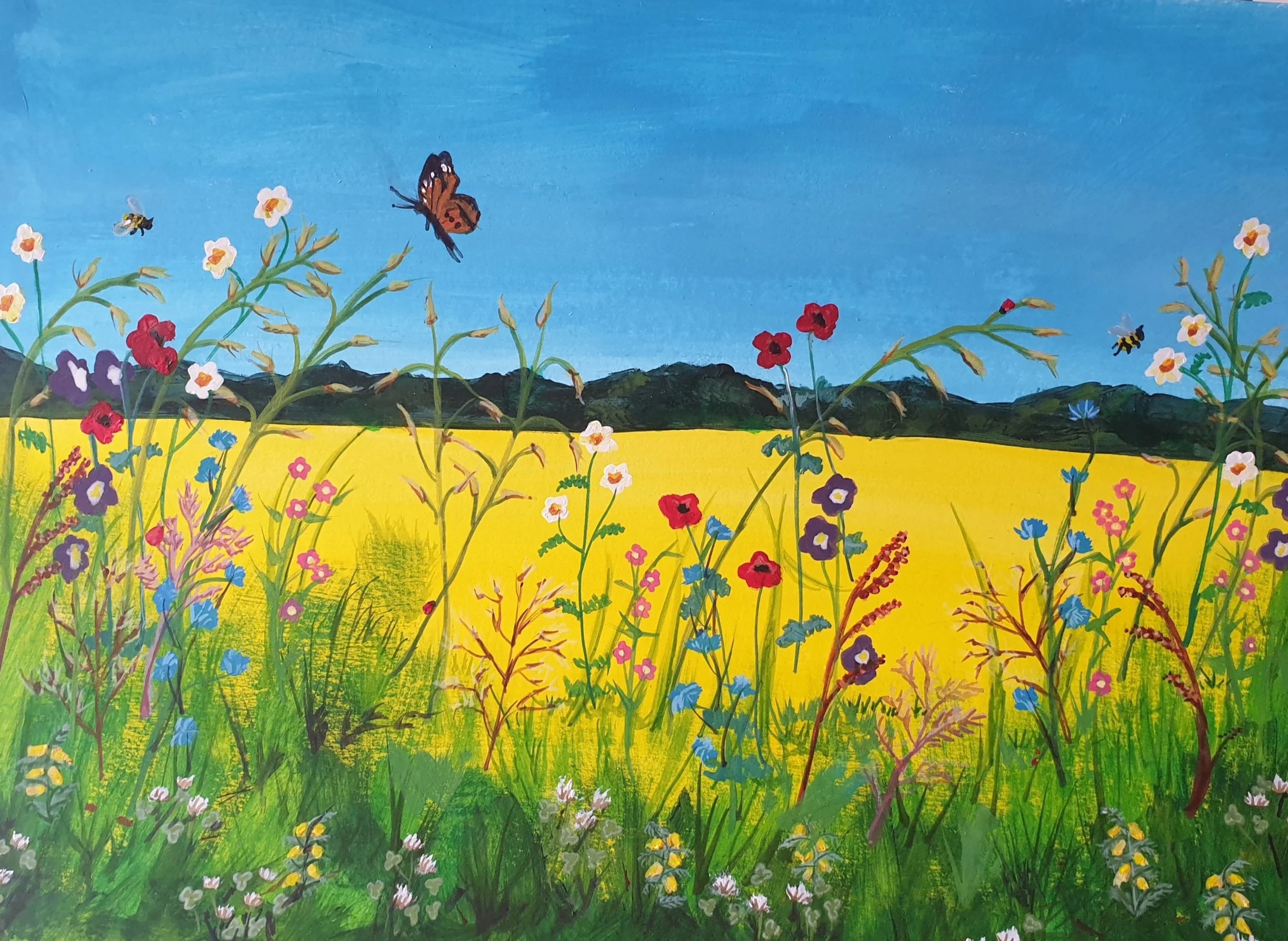 'Wildflower Meadow #1', 
oil on paper. SOLD