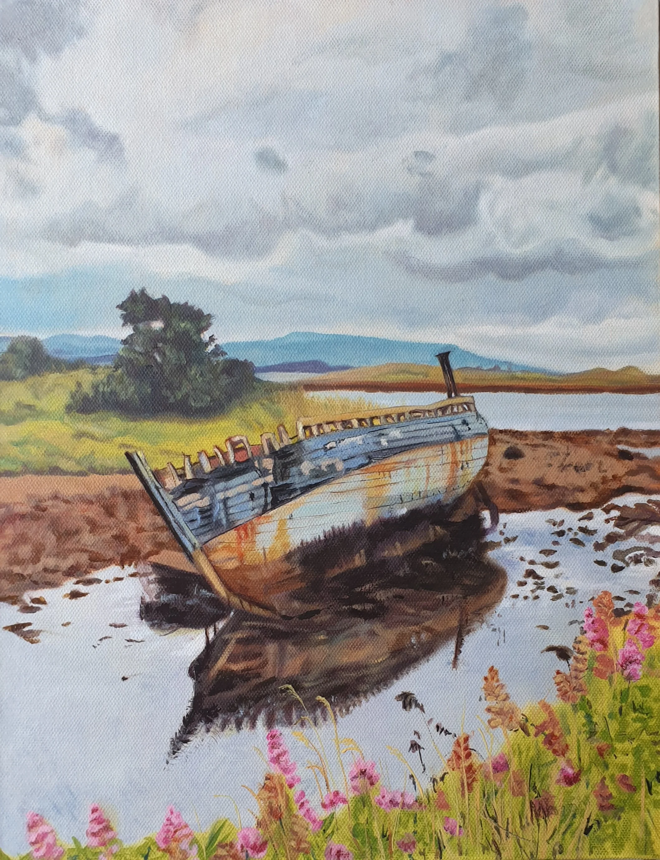 'Abandoned Boat at Rosses Point', 
oil on canvas. Private collection.