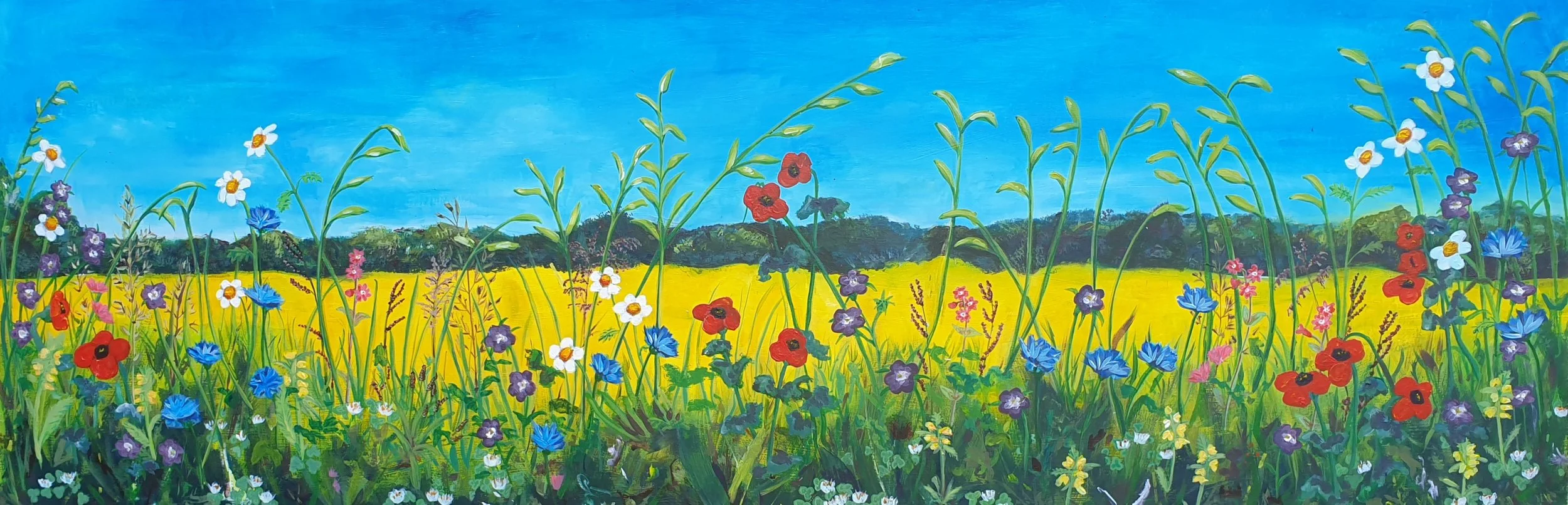 'Wildflower Wide', 
45 x 160 cm, acrylic on wood.