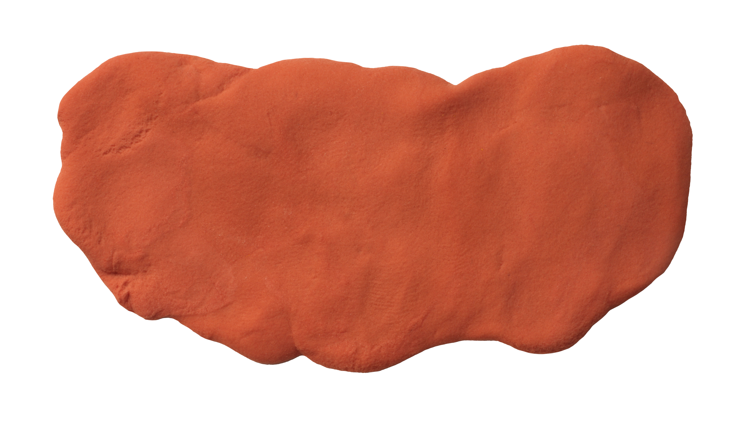 A close-up image of a single piece of red clay on a white background.
