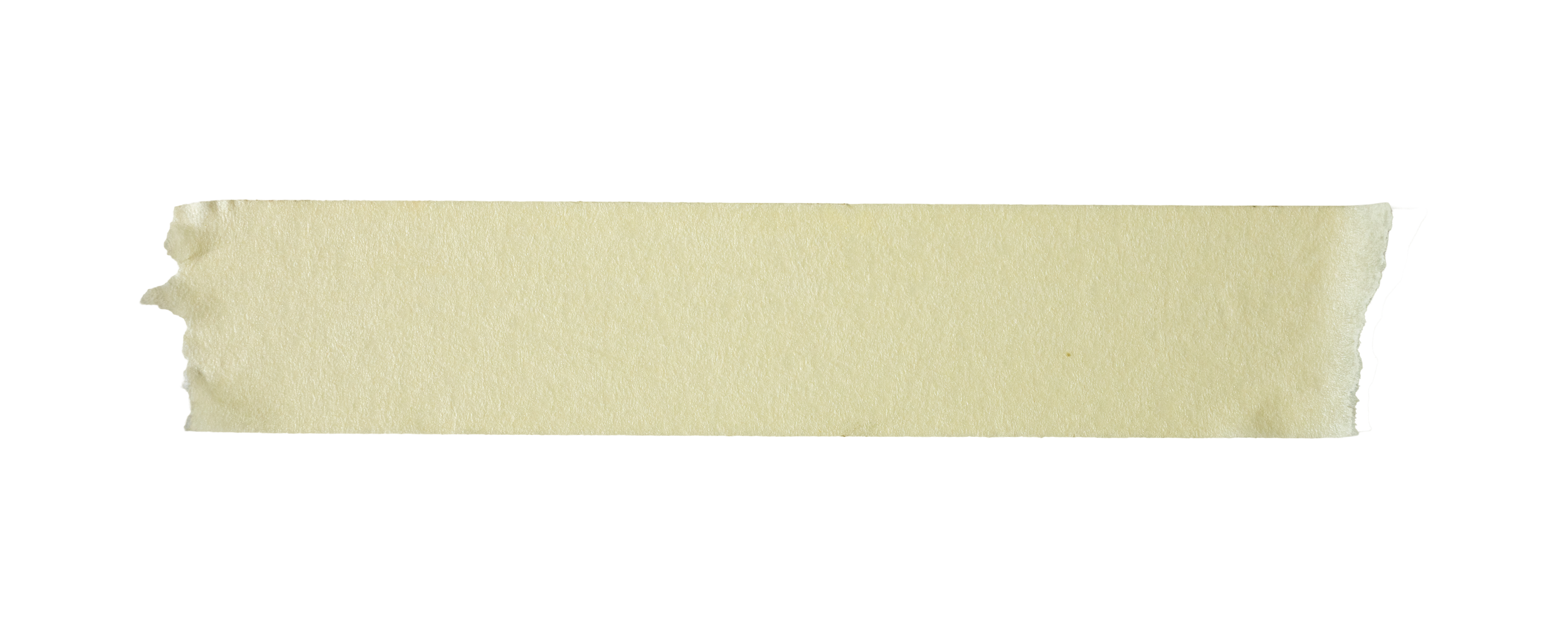 Torn piece of yellow tape with textured surface and frayed edges