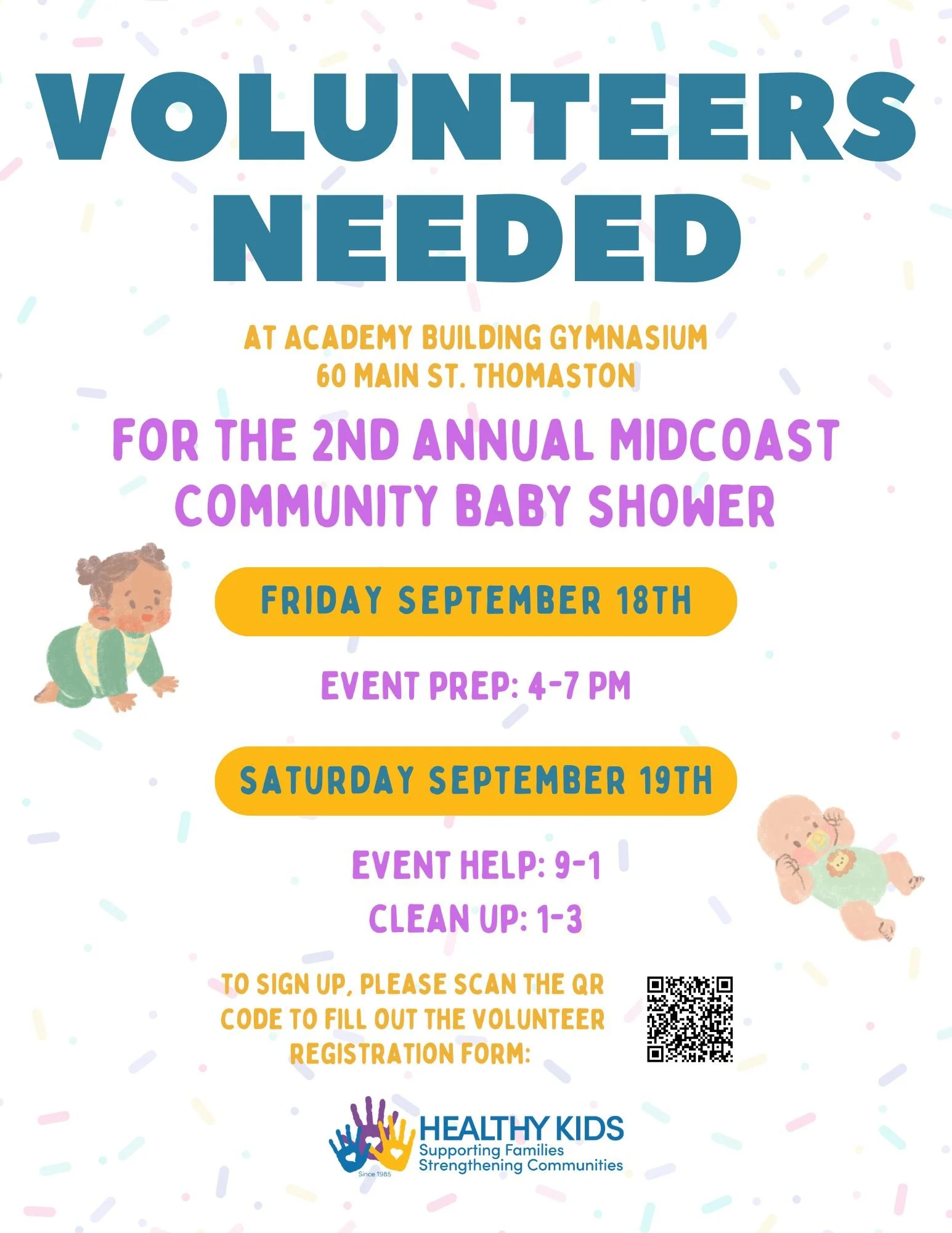 Healthy Lincoln County will be continuing our support for Healthy Kids A Family Resource Network and we could use a few more volunteers to make the event run smoothly for the expecting and new families. Volunteer Registration: https://forms.gle/zi4je