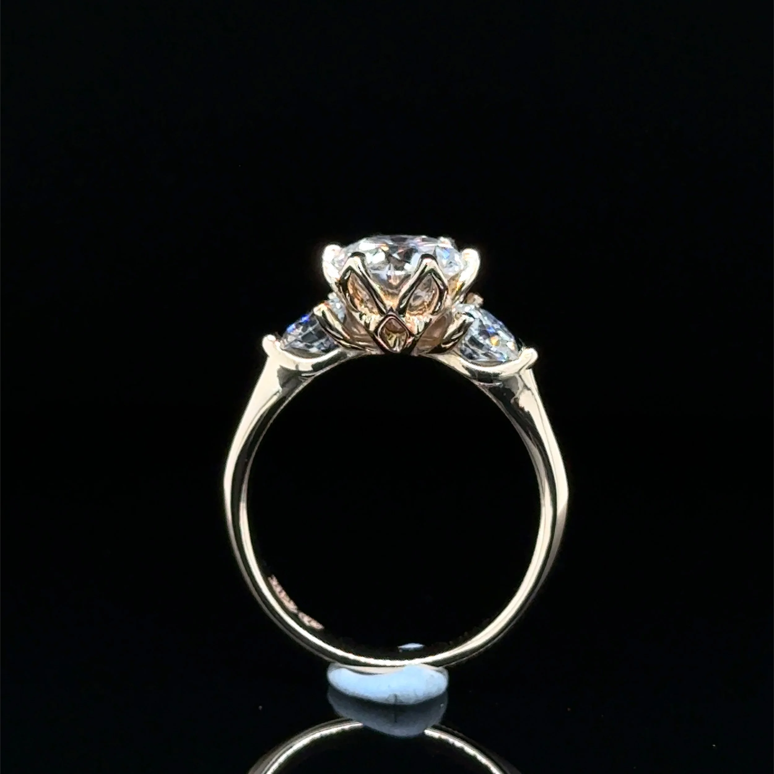 Floral style 3 stone engagement ring (3ct tw)