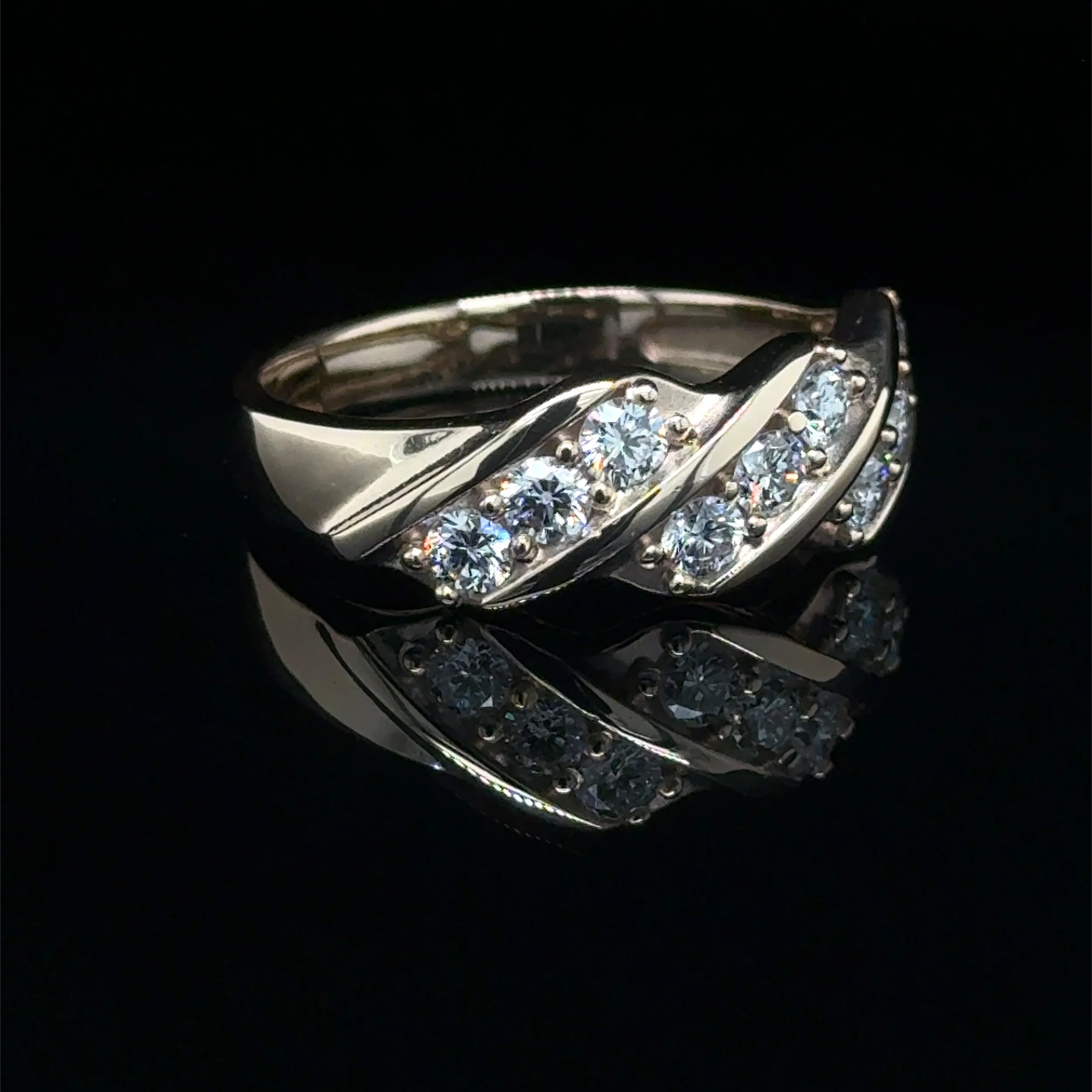 3 row men's diamond wedding band ring