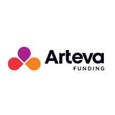 Arteva Funding logo featuring three interconnected shapes in purple, orange, and pink, with the company name in black text.