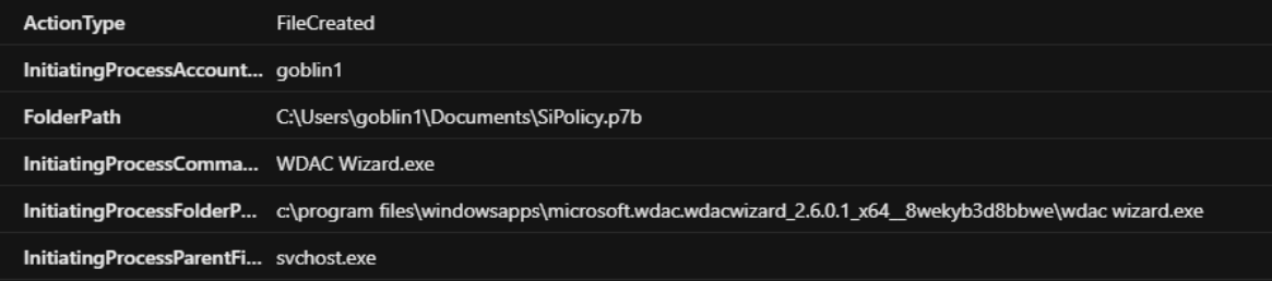 Screenshot of a computer log showing process actions and file paths, including accounts, folder paths, and executable files.