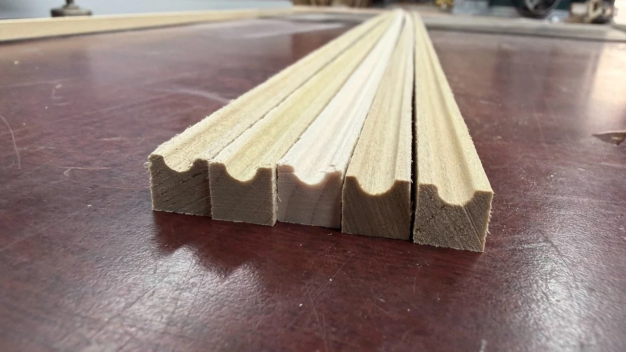 Close-up of standard size 5 mm core mounts made from yellow poplar.