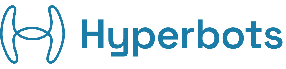 Logo for an AI company called Hyperbots in slightly blue text.