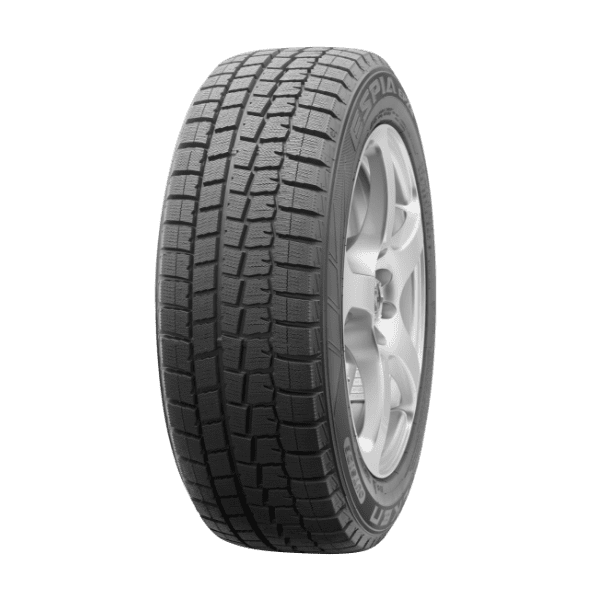 A single car tire with a detailed tread pattern, mounted on a silver alloy wheel