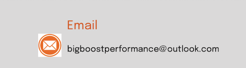 Email icon with address bigboostperformance@outlook.com