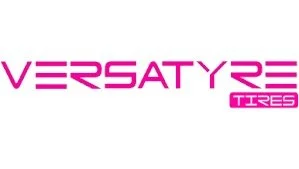 Versatyre Tires logo in pink text