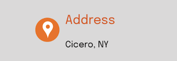 Map pin icon with the word 'Address' and the location 'Cicero, NY'