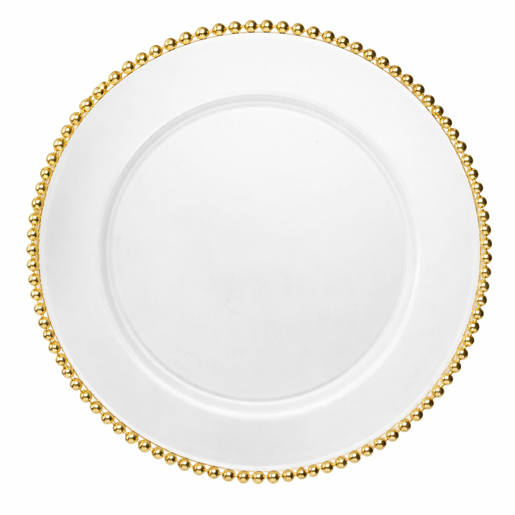 Gold Beaded Acrylic Charger Plate