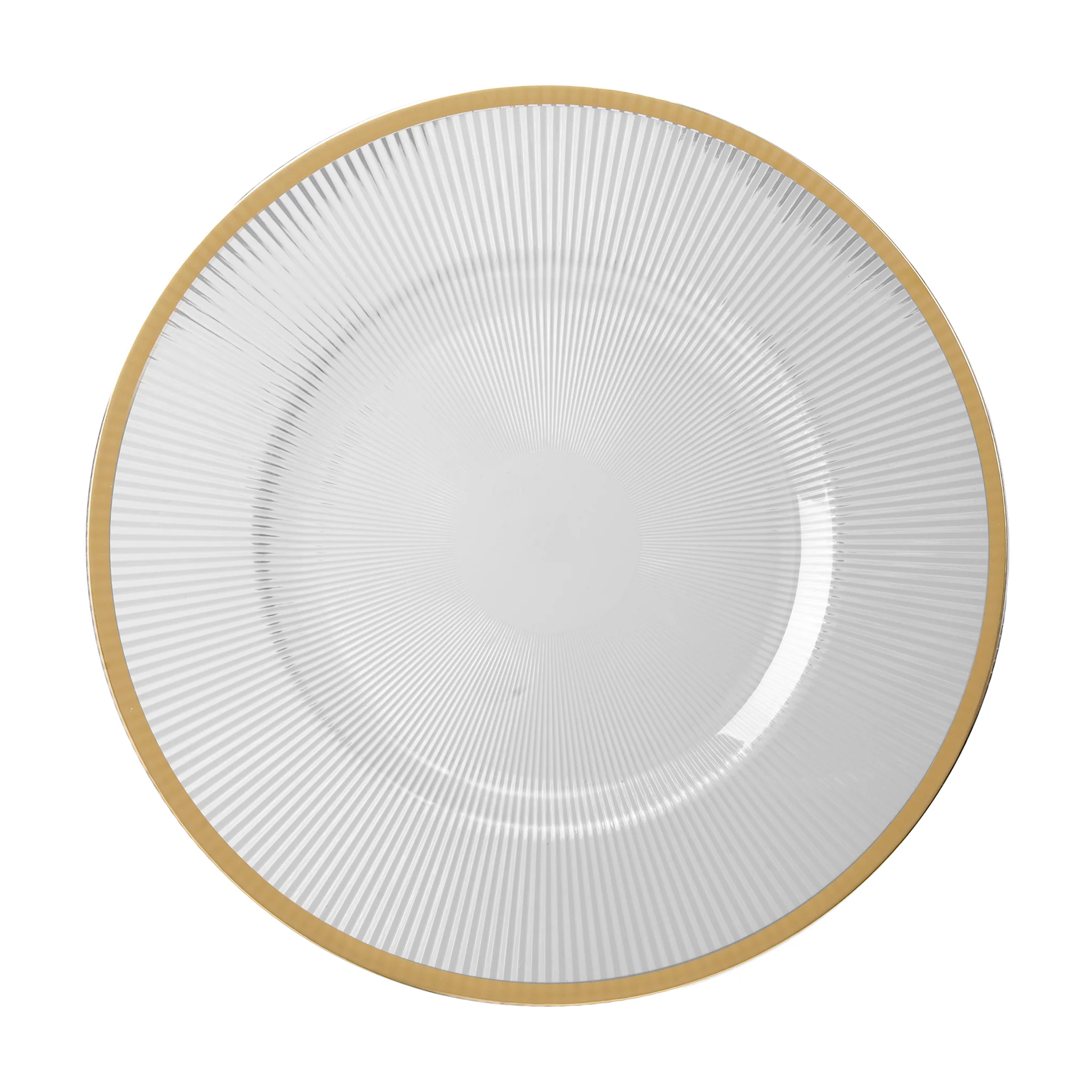 Gold Rim Ribbed Glass Charger Plate