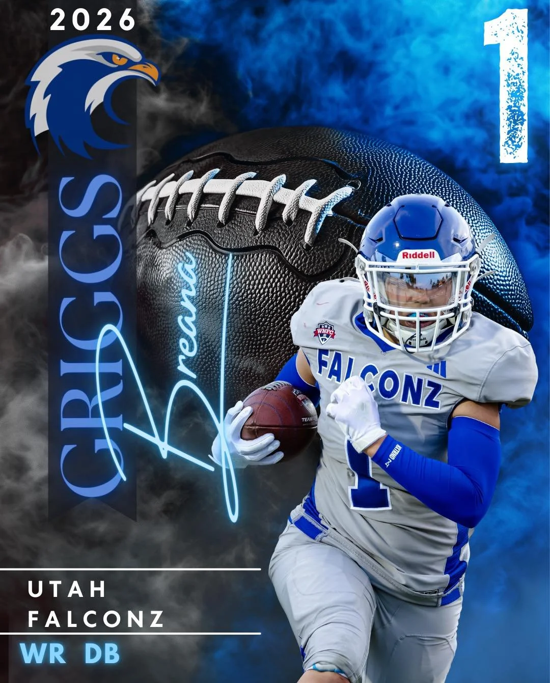 Meet Griggs #1 &bull; WR / DB

Originally from Portland, Oregon, now calling Colorado home, health insurance agent and three-year Falcon.

One of Griggs&rsquo; most memorable moments came during the 2022 Pacific Conference Championship. In overtime, 