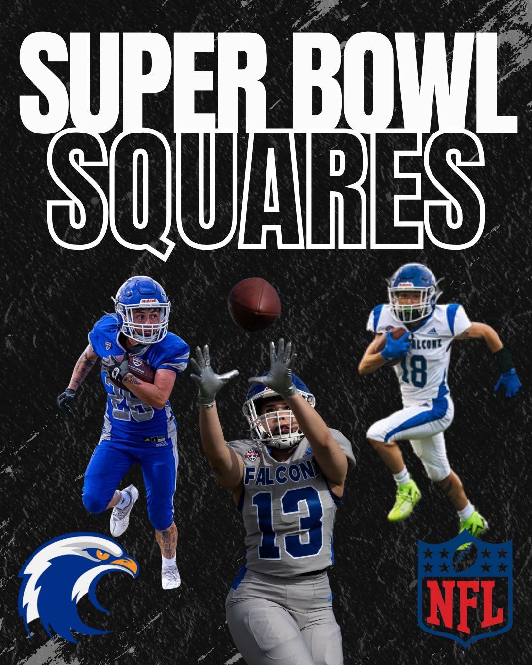 🏈SUPER BOWL SQUARES🏈

Grab your square(s) using the link in our bio, you&rsquo;ll get an email with instructions to choose your spot.

⏰Deadline is Feb 8, 2026 at 2 PM MT. After that, any unclaimed squares will be randomly assigned so we can finali