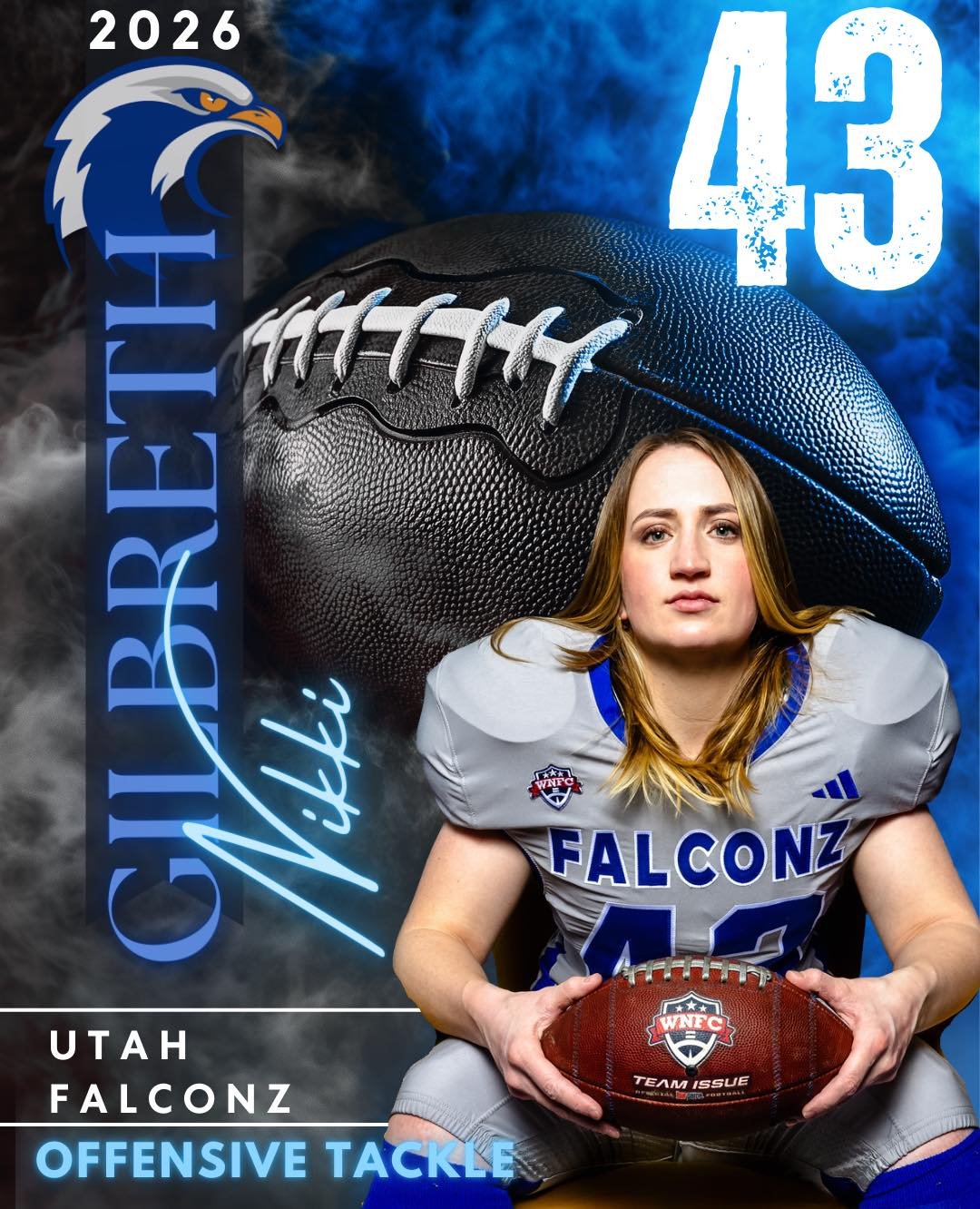 Meet Nikki #43 &bull; OT

Utah local, University of Utah alum, Managing Director of Business Development and mom, going in to her third Falconz season.

Nikki started playing women&rsquo;s football to learn the game from a player&rsquo;s perspective,