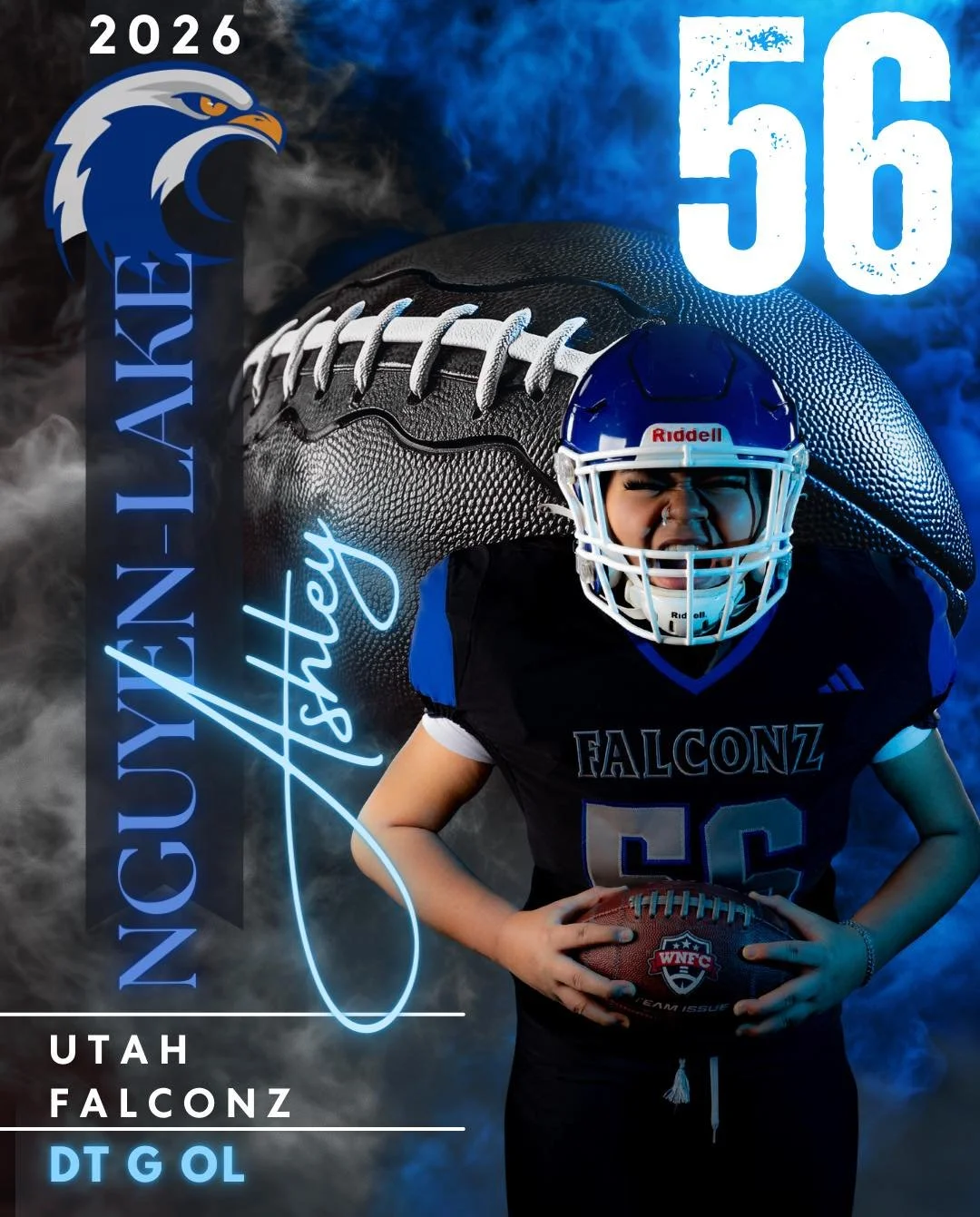 Meet Ash #56 &bull; DT / G / OL

West Valley, Utah raised and a two-year Falcon. Currently studying to become an esthetician.

Ash grew up thinking football wasn&rsquo;t something girls could do, but the desire to play never left and she refused to l