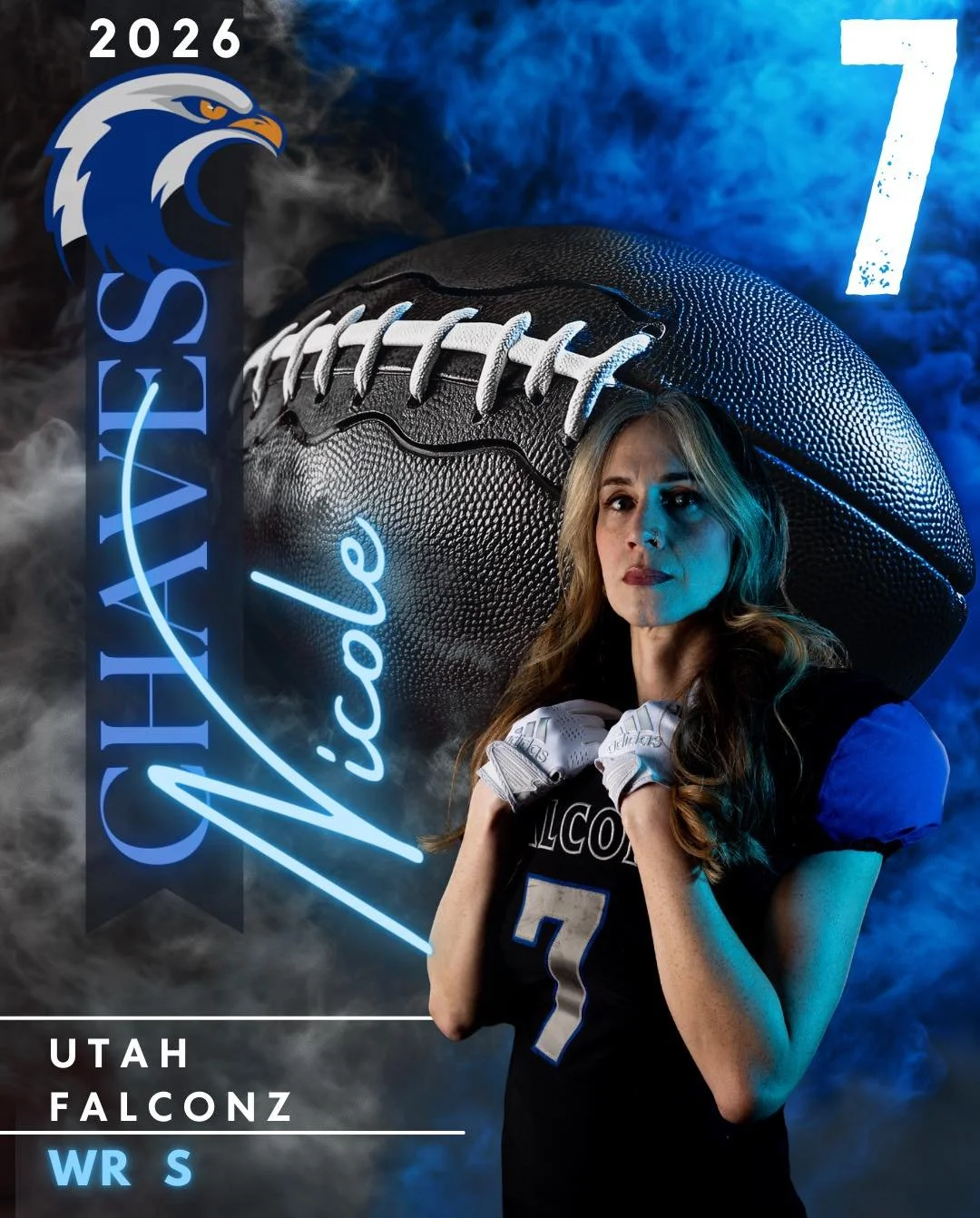 Meet Nicole #7 &bull; WR / S and second year Falcon! 🦅

📸 @nicolekcha

@wnfcfootball
#WNFC #WNFCFootball #StepYourGameUp #FootballLooksLikeThis #BuiltDifferent #HerGame #StrongerTogether #Utah  #WomensTackleFootball #UtahFalconz #FalconzFamily #Win