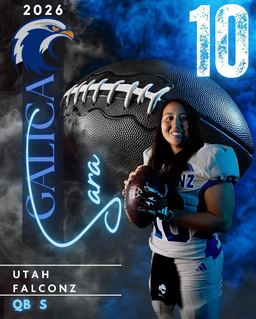 Meet Sara #10 &bull; QB / S and 12 year Falcon!🦅
📸: @saragmonies

@wnfcfootball
#WNFC #WNFCFootball #StepYourGameUp #FootballLooksLikeThis #BuiltDifferent #HerGame #StrongerTogether #Utah  #WomensTackleFootball #UtahFalconz #FalconzFamily #WingzUp 