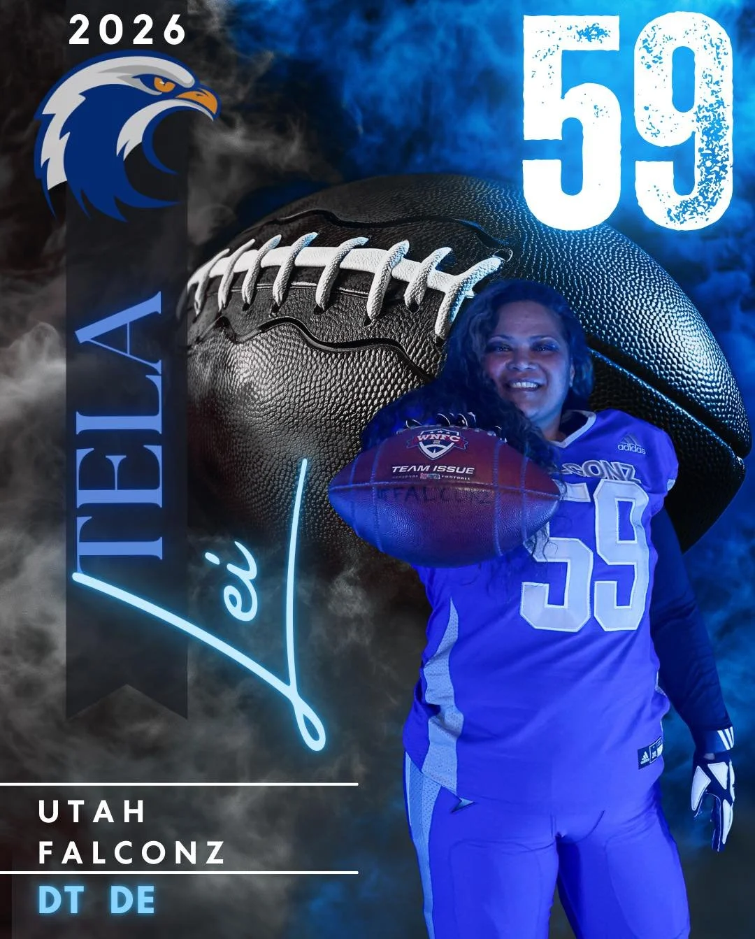 Meet Lei #59 &bull; DT / DE

From Pomona, California, executive director, business owner, and mom, heading into her third season with the Falconz.

Lei first came to the Falconz as a supporter, cheering on her wife from the stands for years before ev