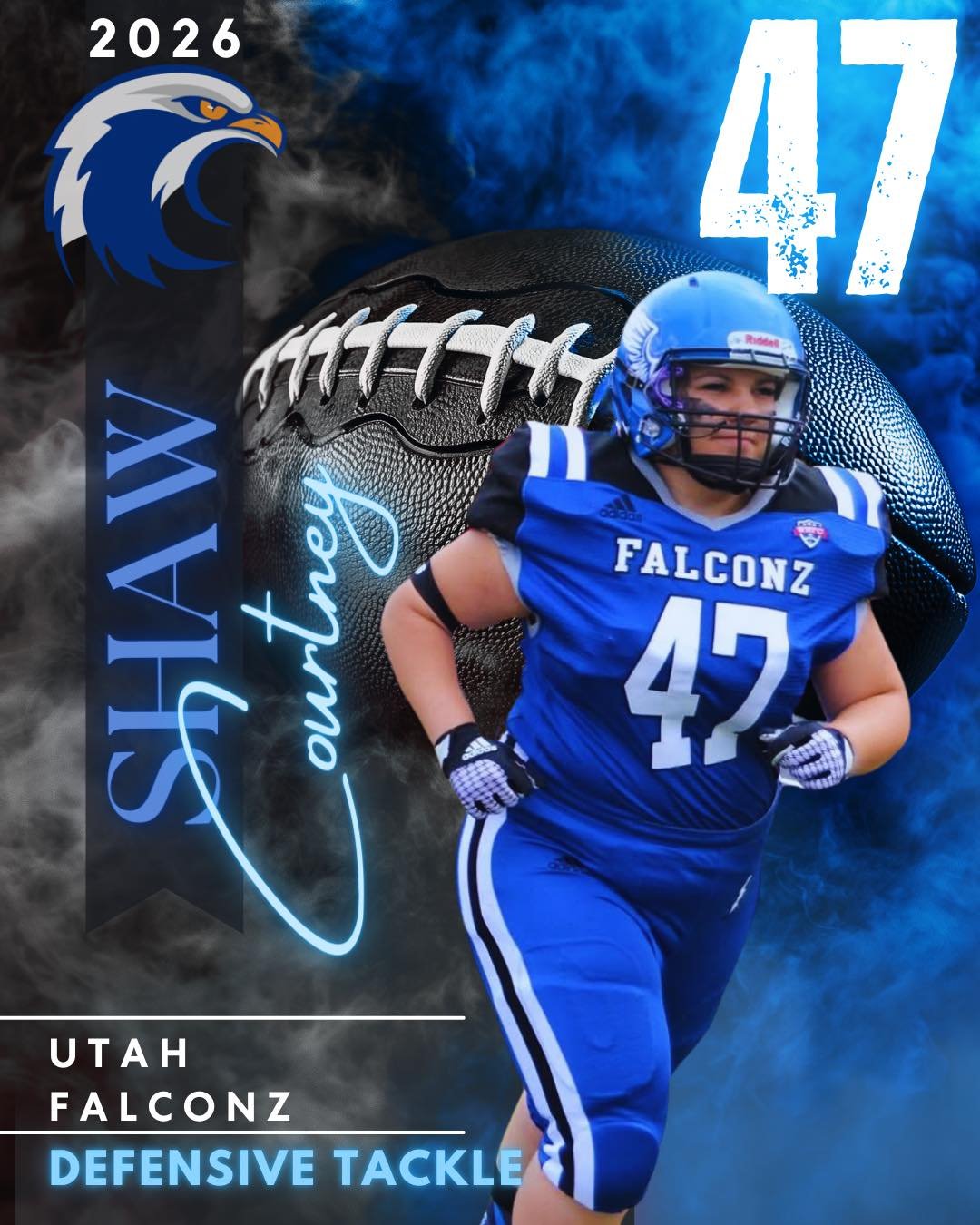 Meet Courtney #47 &bull; DT 

Tooele, Utah born and raised, workflow coordinator at ARUP Laboratories, mom, and a seven-year Falcon.

Courtney started playing football to prove that women can be tough too. One of her most memorable moments on the fie